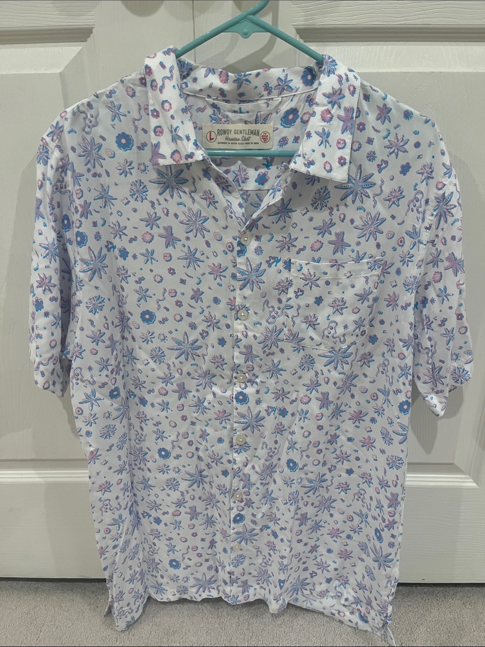 Rowdy Gentleman White Floral Short-Sleeve Button-Down Shirt